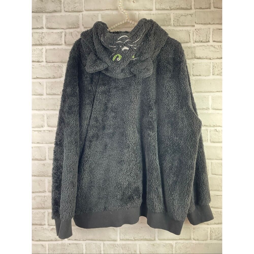 Torrid Black Cozy Zip Up Fuzzy Cat Face Hoodie Plus Size 2